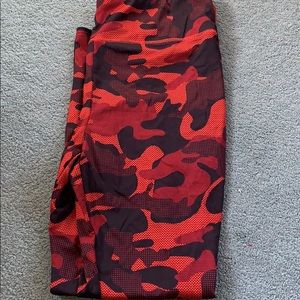 Red and Black Camo Leggings